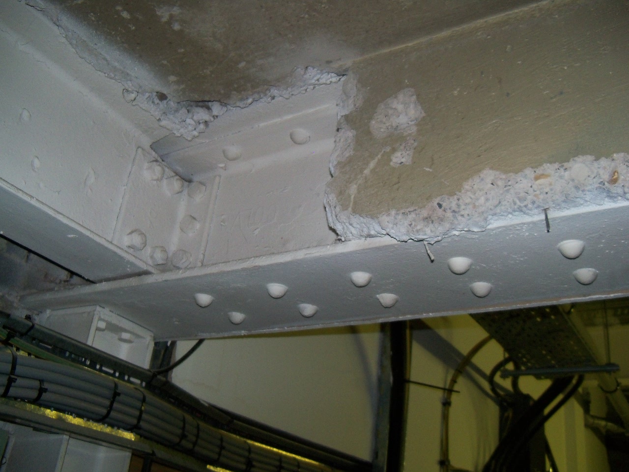 damaged protective coating on structural metalwork