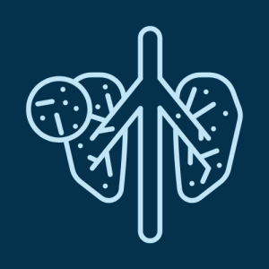 Image of lungs with zoomed in image of particles