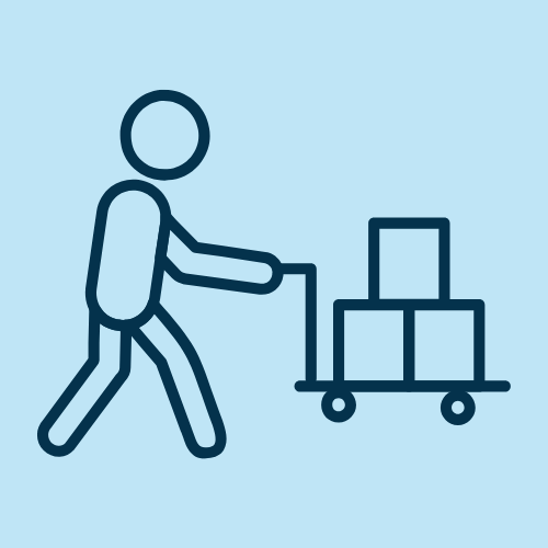 Employees learning correct manual handling posture